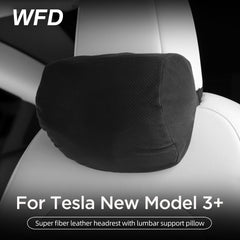 Super Fiber Leather Headrest With Lumbar Support Pillow For Tesla New Model 3+