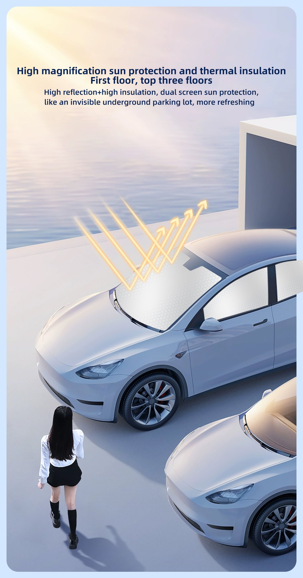 Thickened Silver Coated Sunshade Series For Tesla Model y/3+