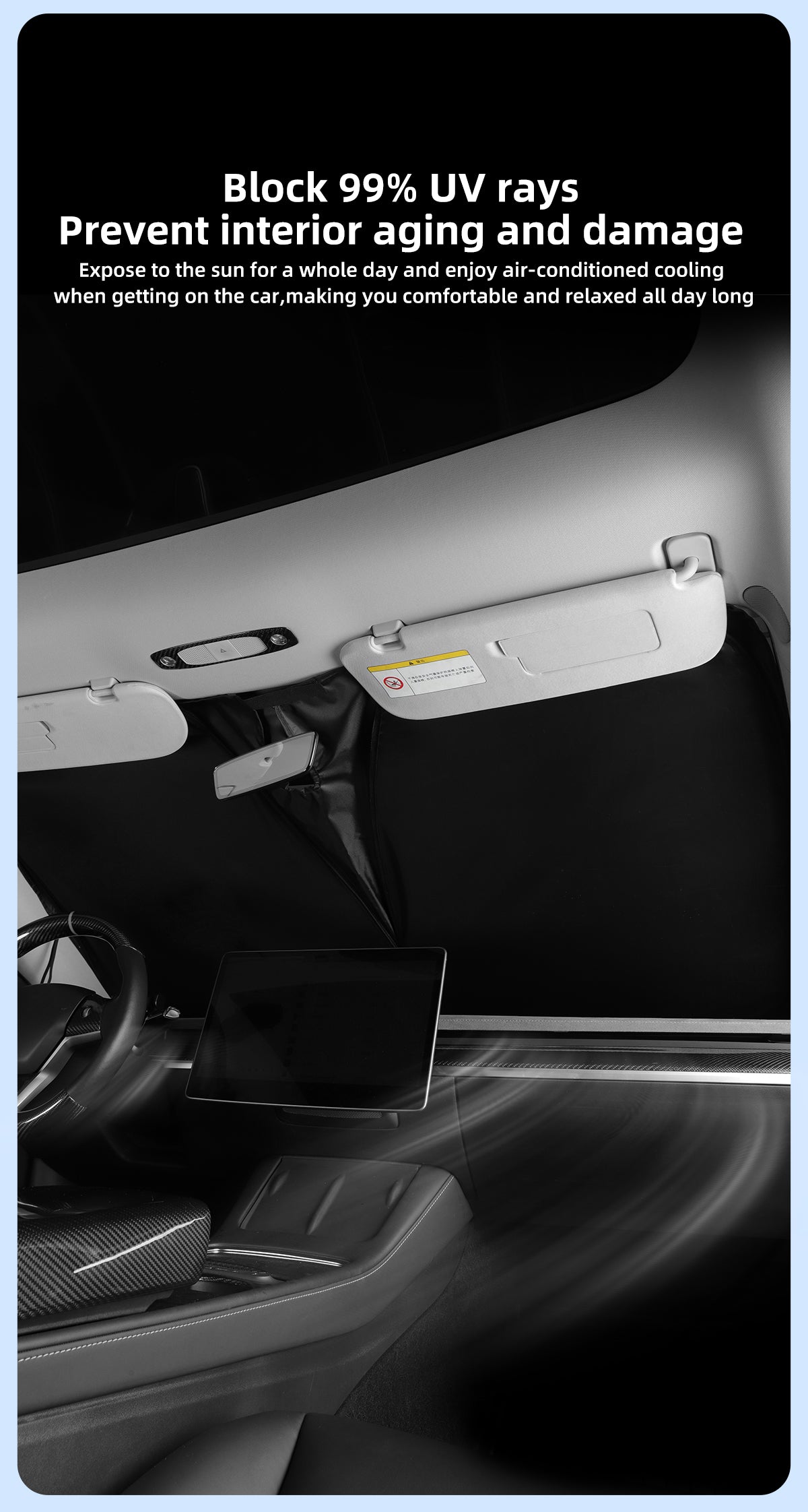 Thickened Silver Coated Sunshade Series For Tesla Model y/3+