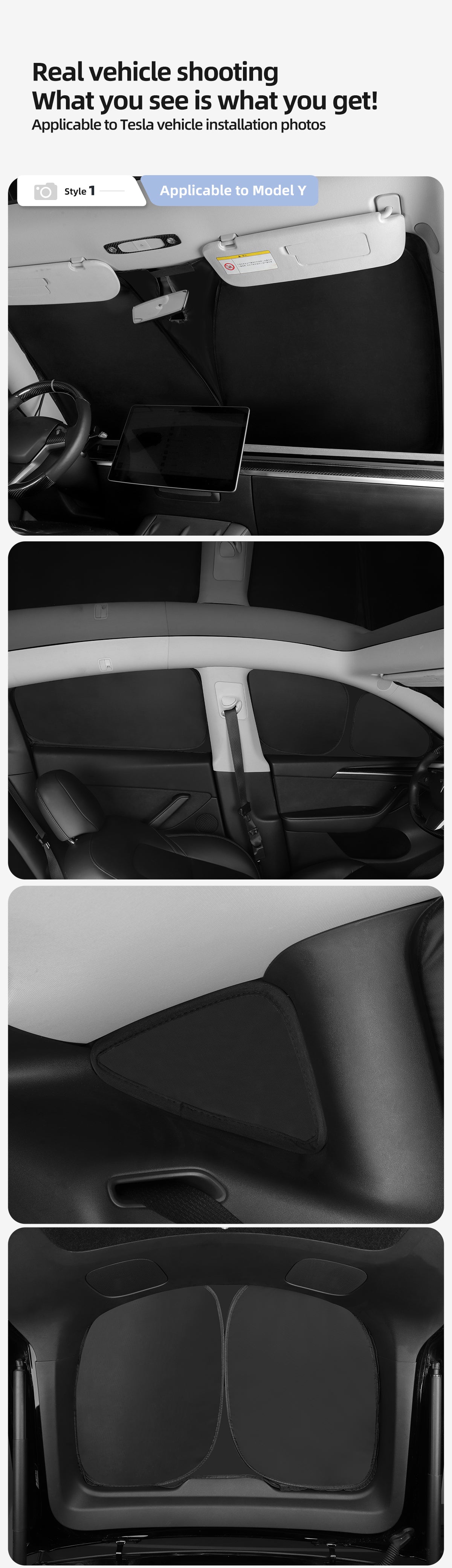 Thickened Silver Coated Sunshade Series For Tesla Model y/3+