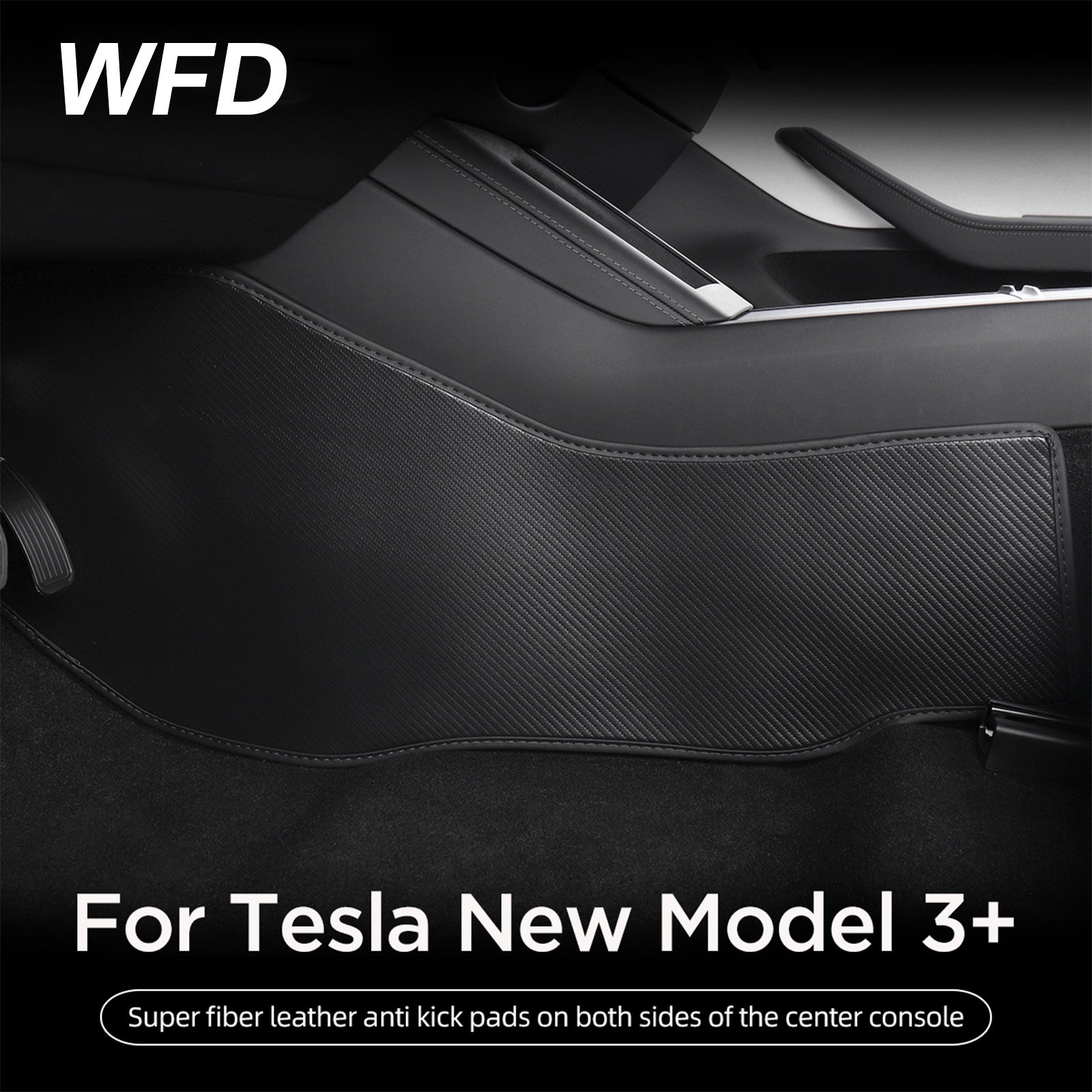 Super Fiber Leather Anti Kick Pads on Both Sides of The Center Console For Tesla New Model 3+