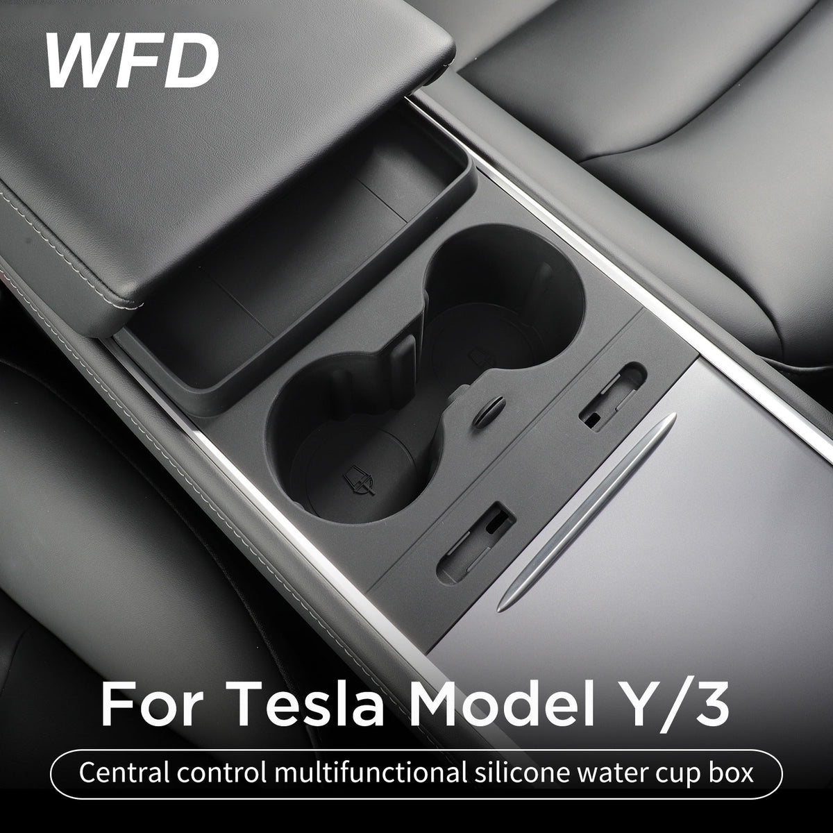 Central Control Multifunctional Silicone Water Cup Box For Tesla Model Y/3