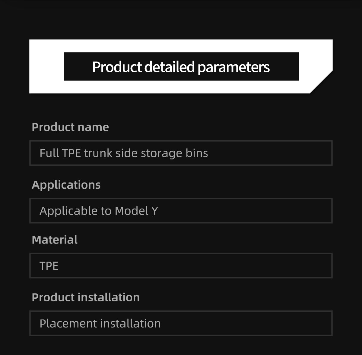 TPE Trunk Side Storage Bins For Tesla Model Y