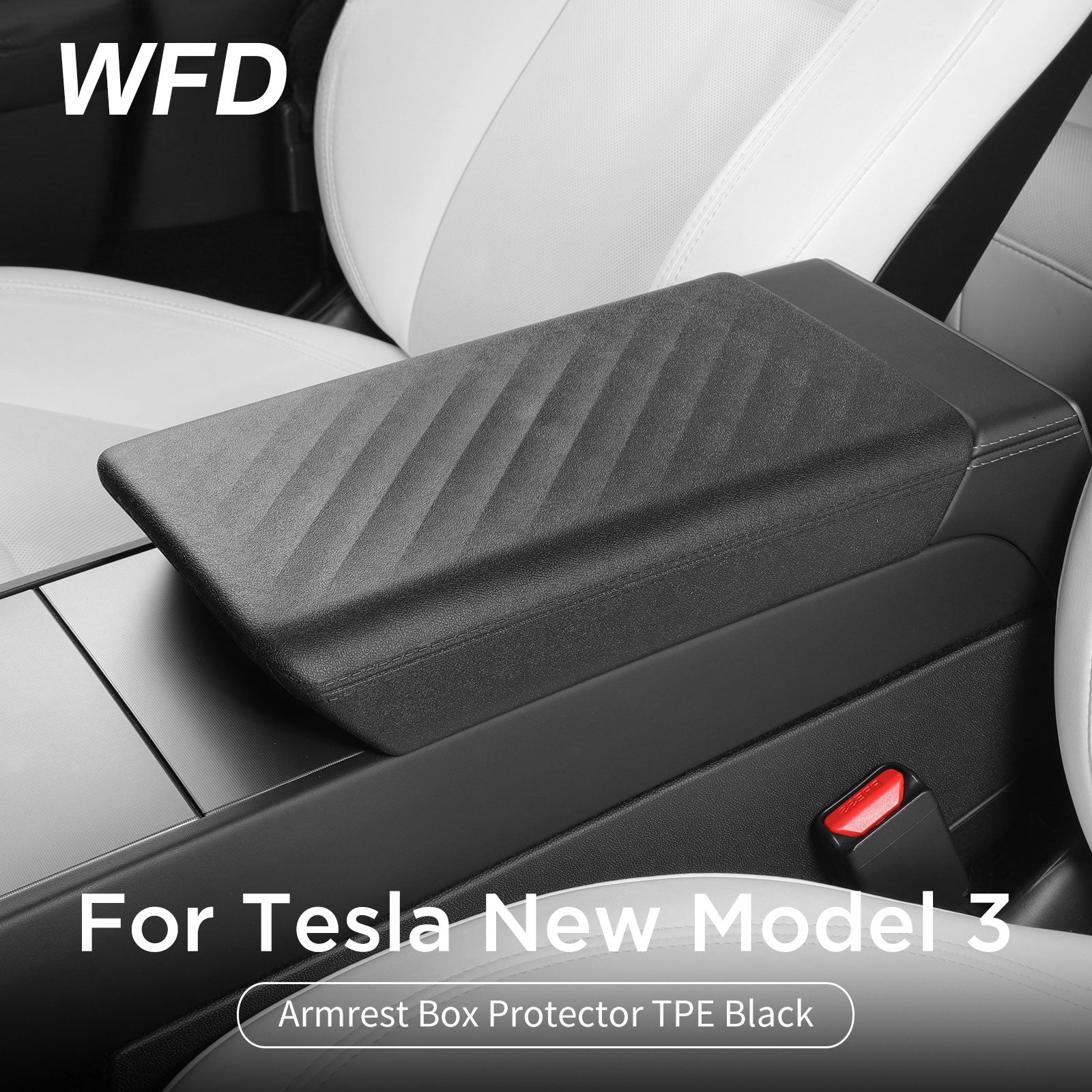 Armrest Box Protector TPE Black For Tesla New Model 3