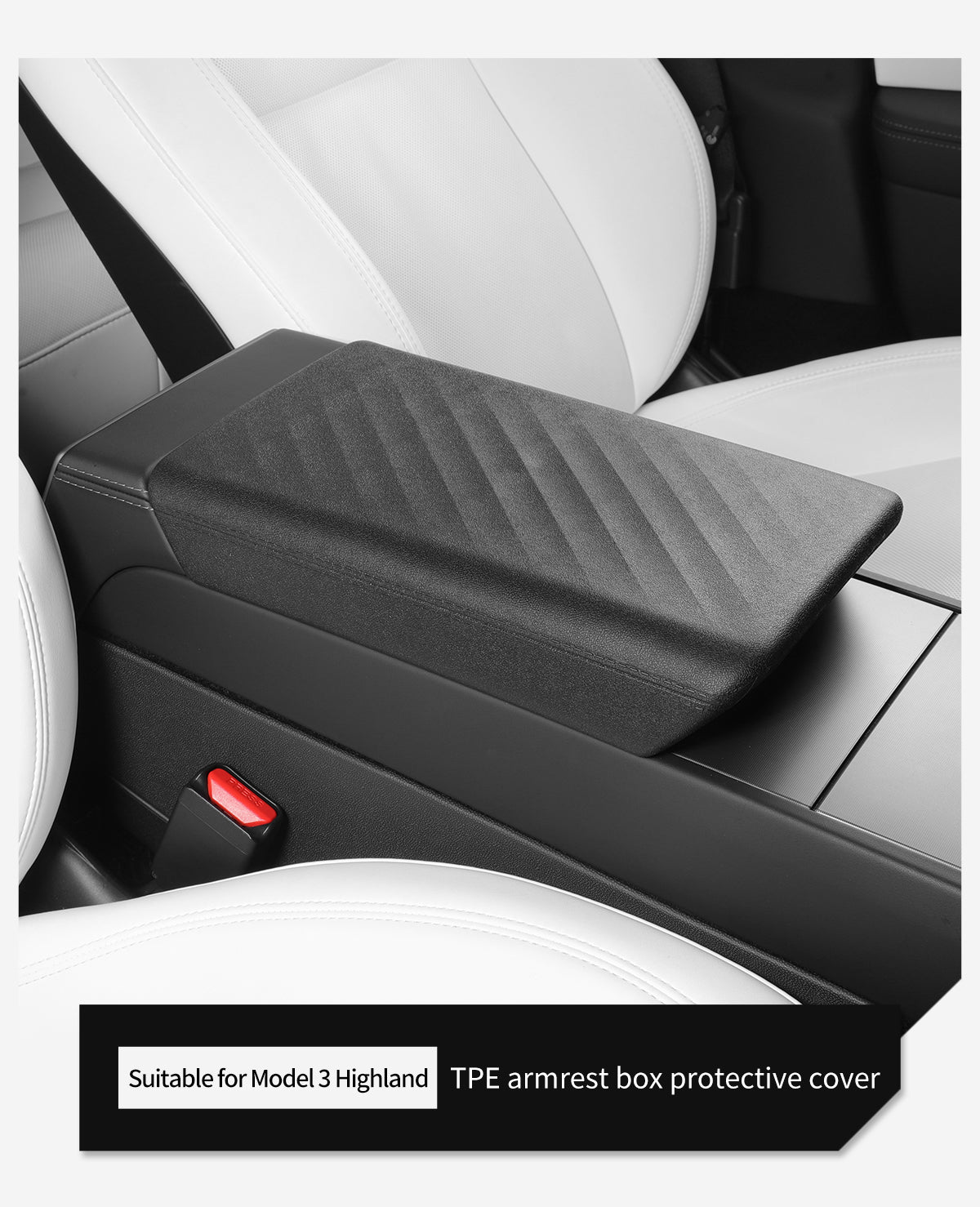 Armrest Box Protector TPE Black For Tesla New Model 3