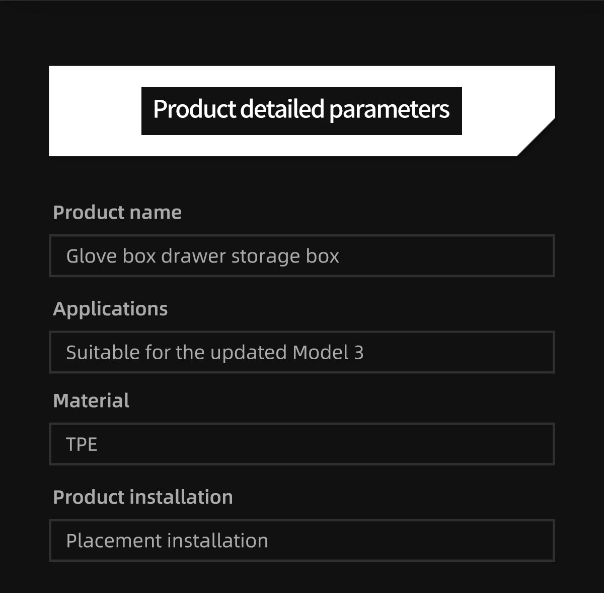 Glove Box Drawer Storage Box For Tesla New Model 3