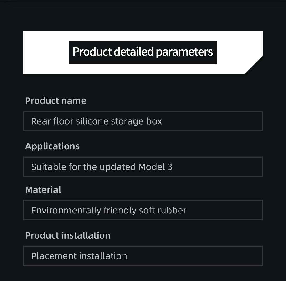 Rear Floor Silicone Storage Box For Tesla New Model 3