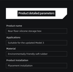 Rear Floor Silicone Storage Box For Tesla New Model 3