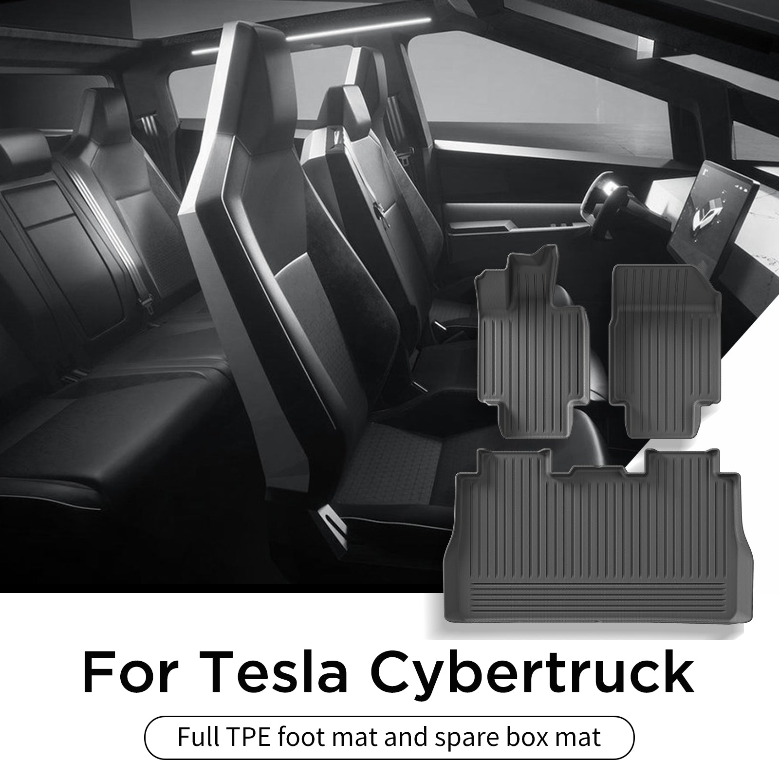 Full TPE Foot Mat and Spare Box Mat For Tesla Cybertruck