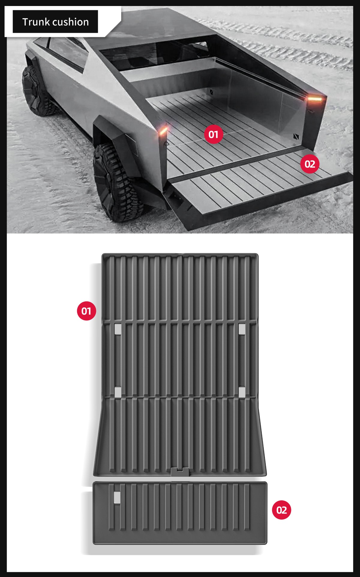 Full TPE Foot Mat and Spare Box Mat For Tesla Cybertruck