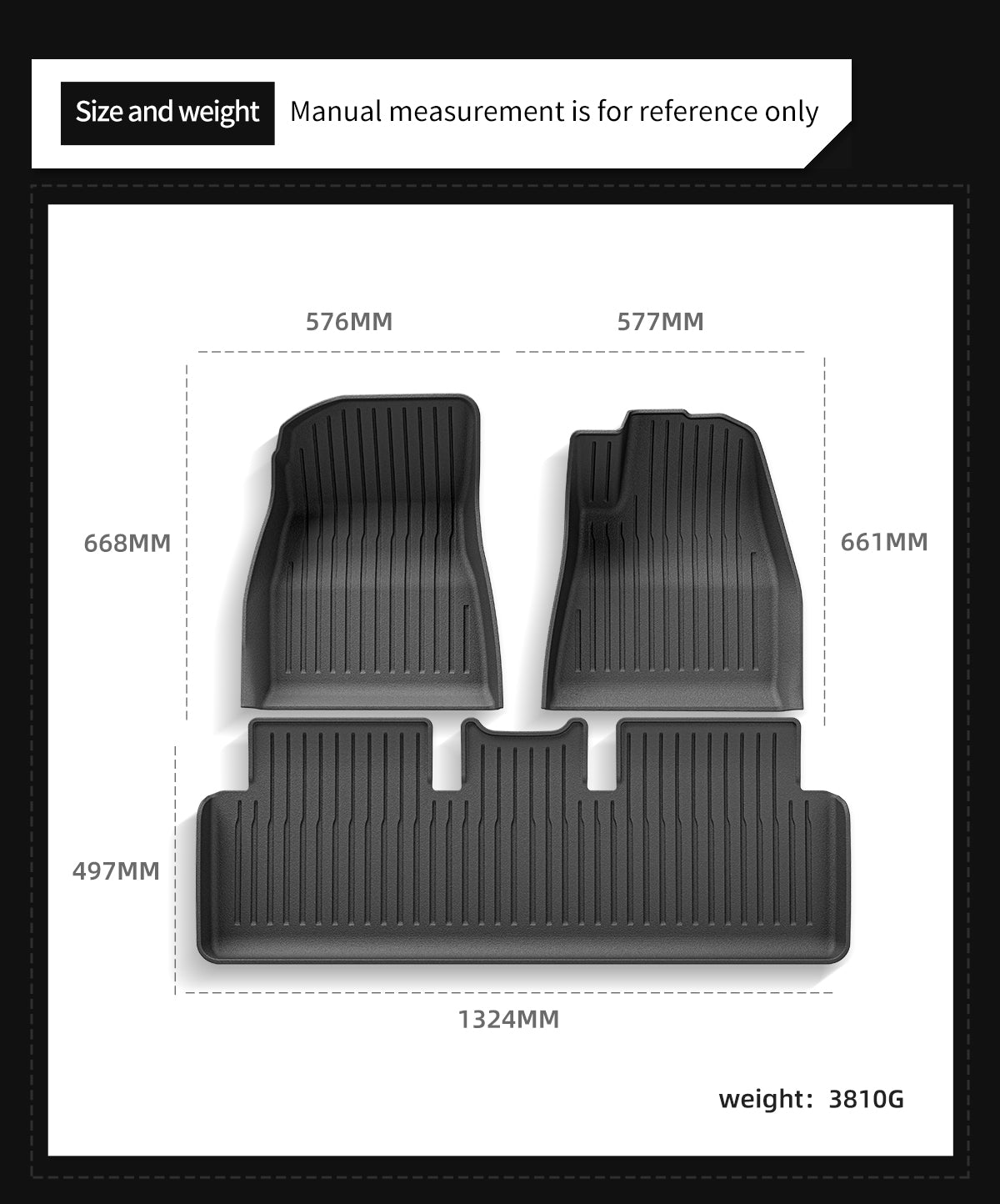 Lnjection Molded TPE Foot Mat Spare Box mat For the new Model 3 Right-Hand Rudder