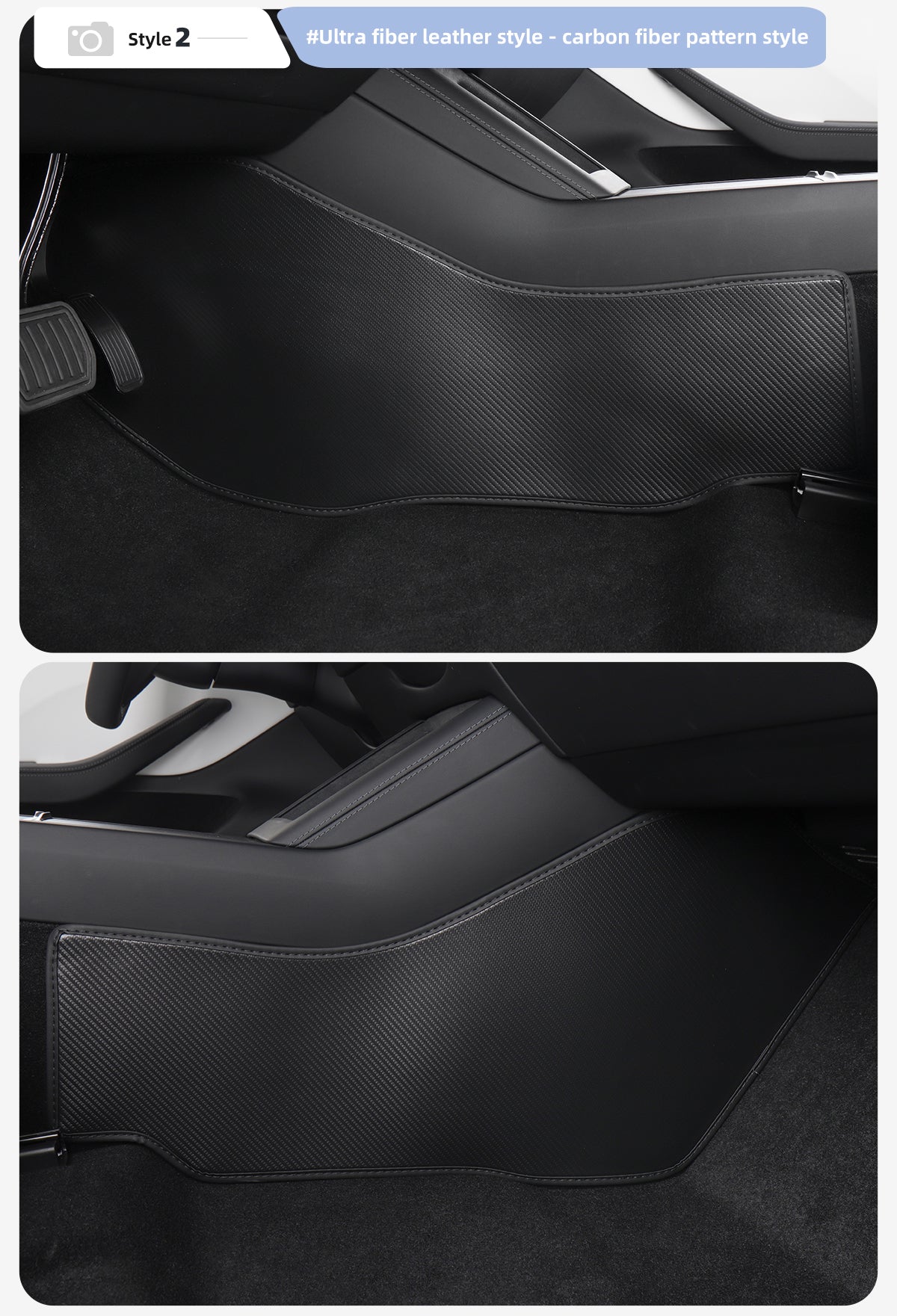 Super Fiber Leather Anti Kick Pads on Both Sides of The Center Console For Tesla New Model 3+