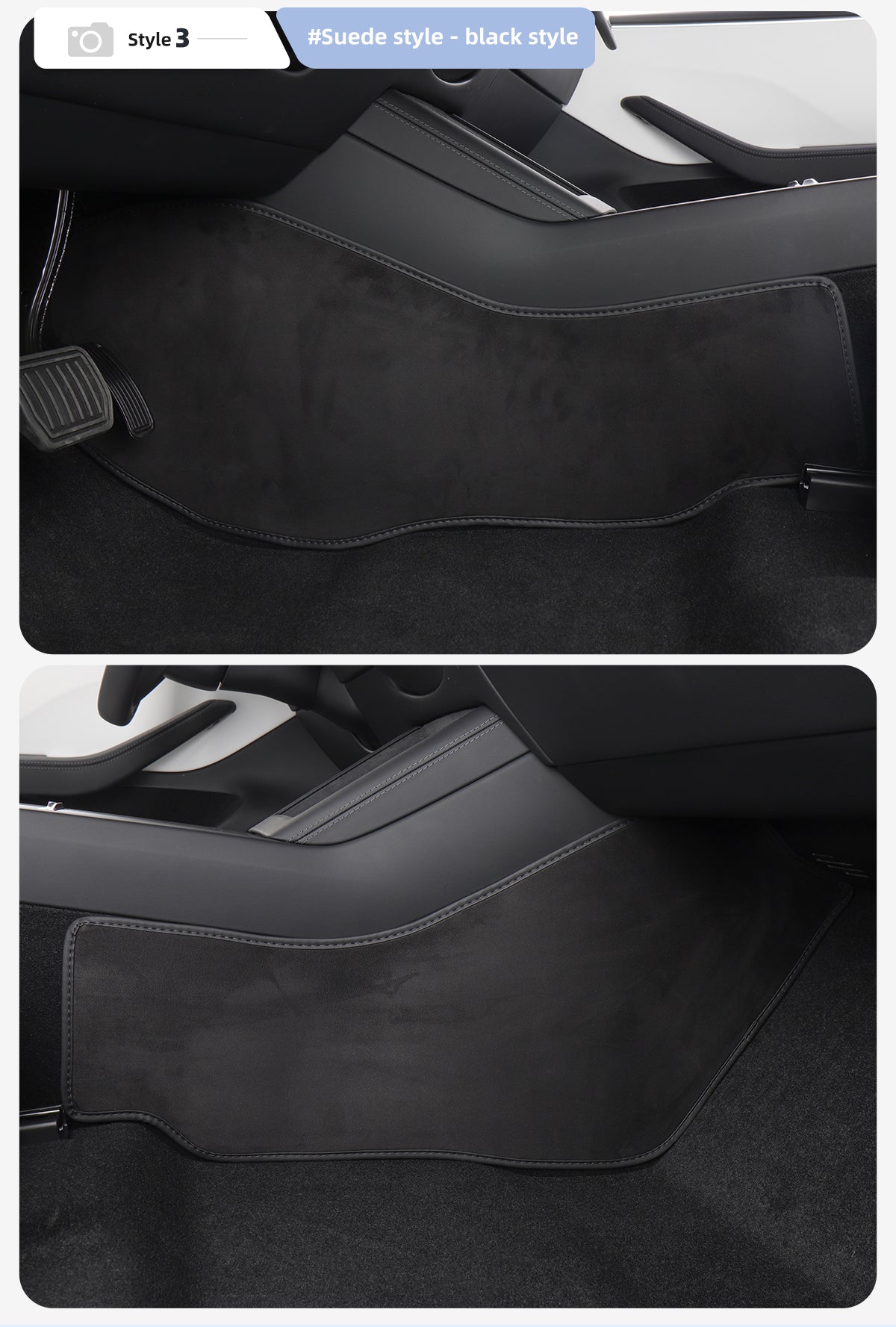 Super Fiber Leather Anti Kick Pads on Both Sides of The Center Console For Tesla New Model 3+