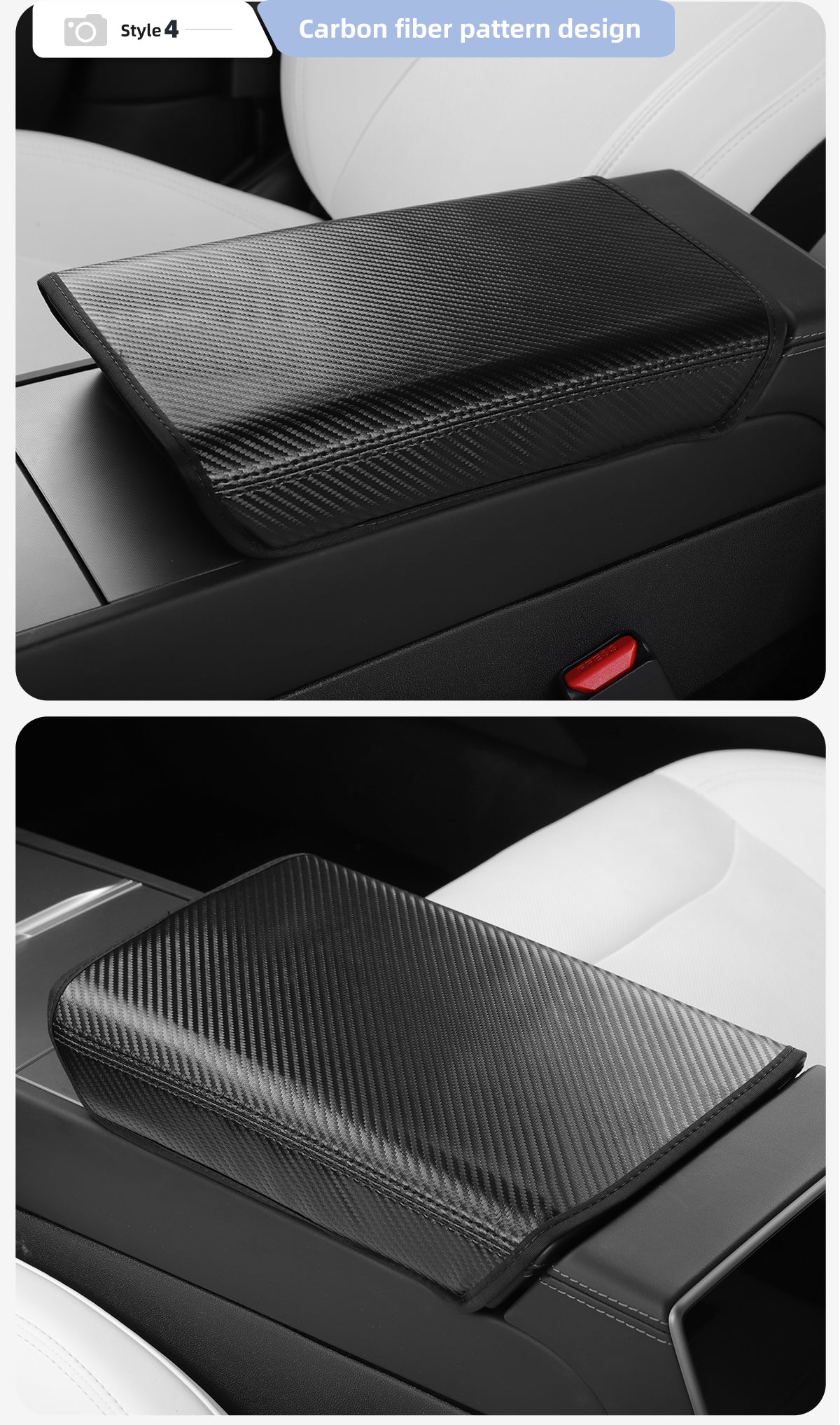 Fiber Leather Armrest Box Protective Cover For Tesla New Model 3+