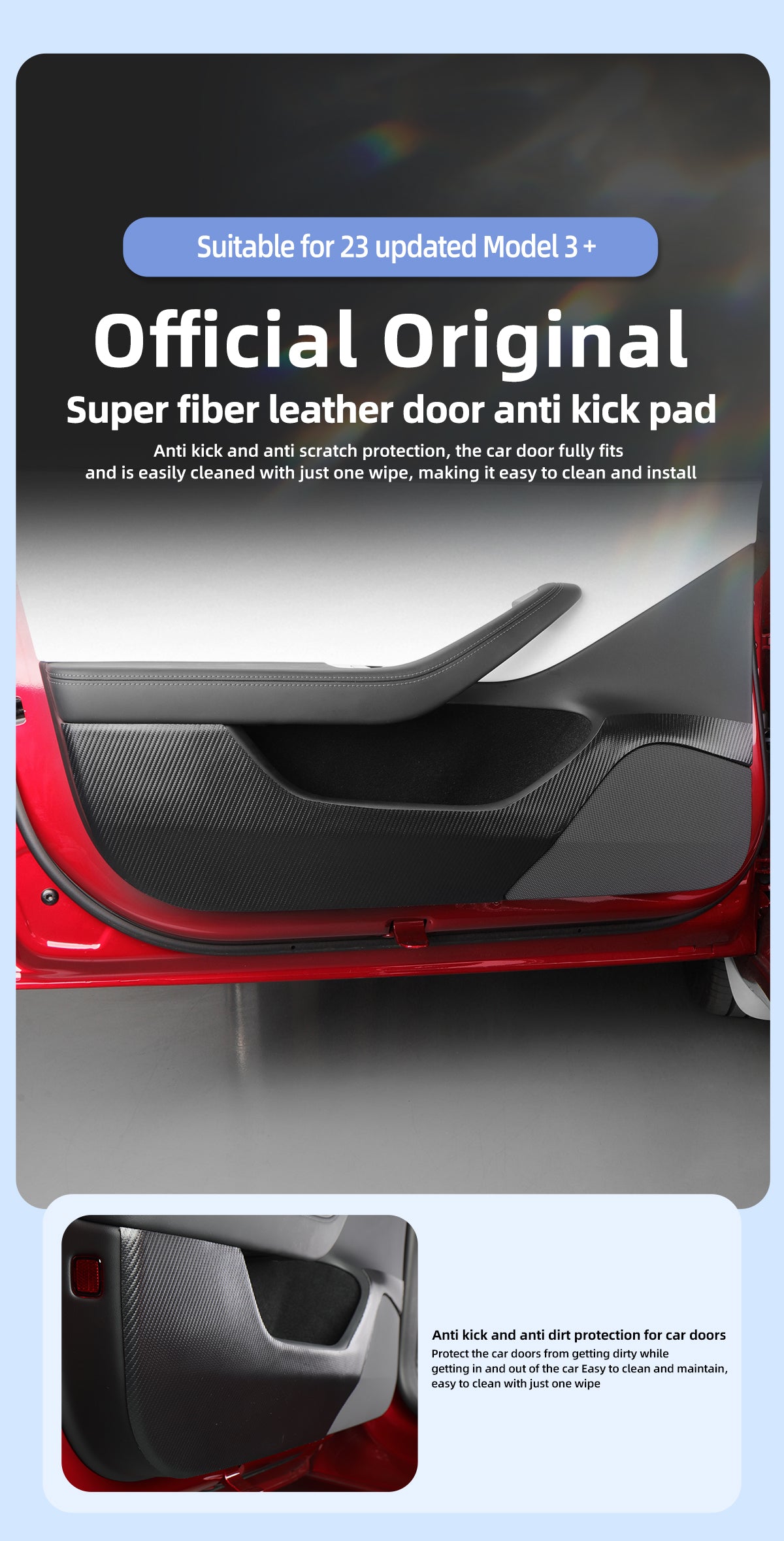 Super fiber leather door anti kick pad