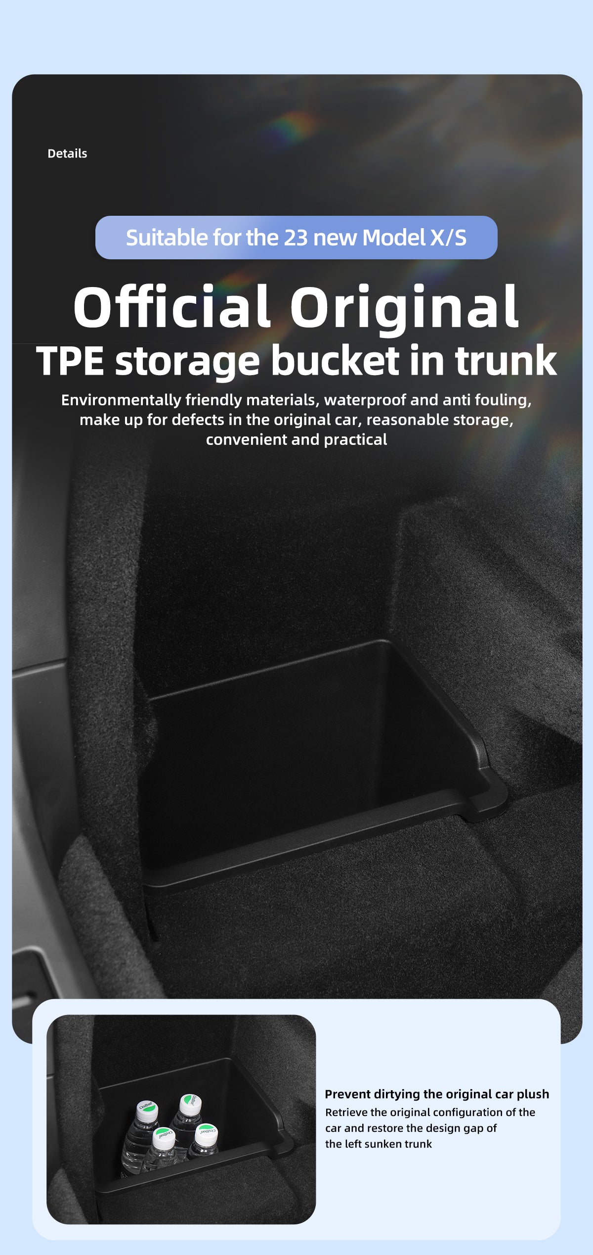 TPE Storage Bucket In Trunk For Tesla New ModelX/S