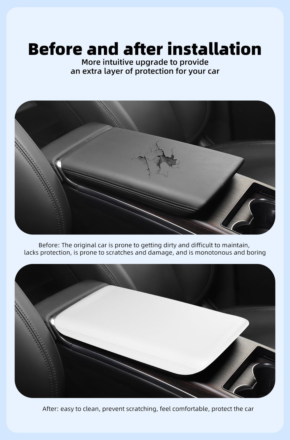 TPE Armrest Box Protective Cover For Tesla NEW ModelX/S