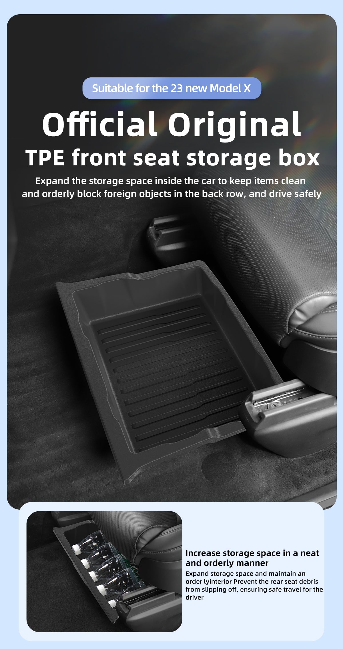 TPE Under Seat Storage Box For Tesla New Model X