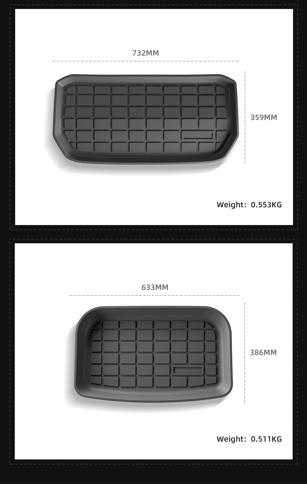 TPE Checkered Front And Rear Trunk Cushions For Tesla ModelY