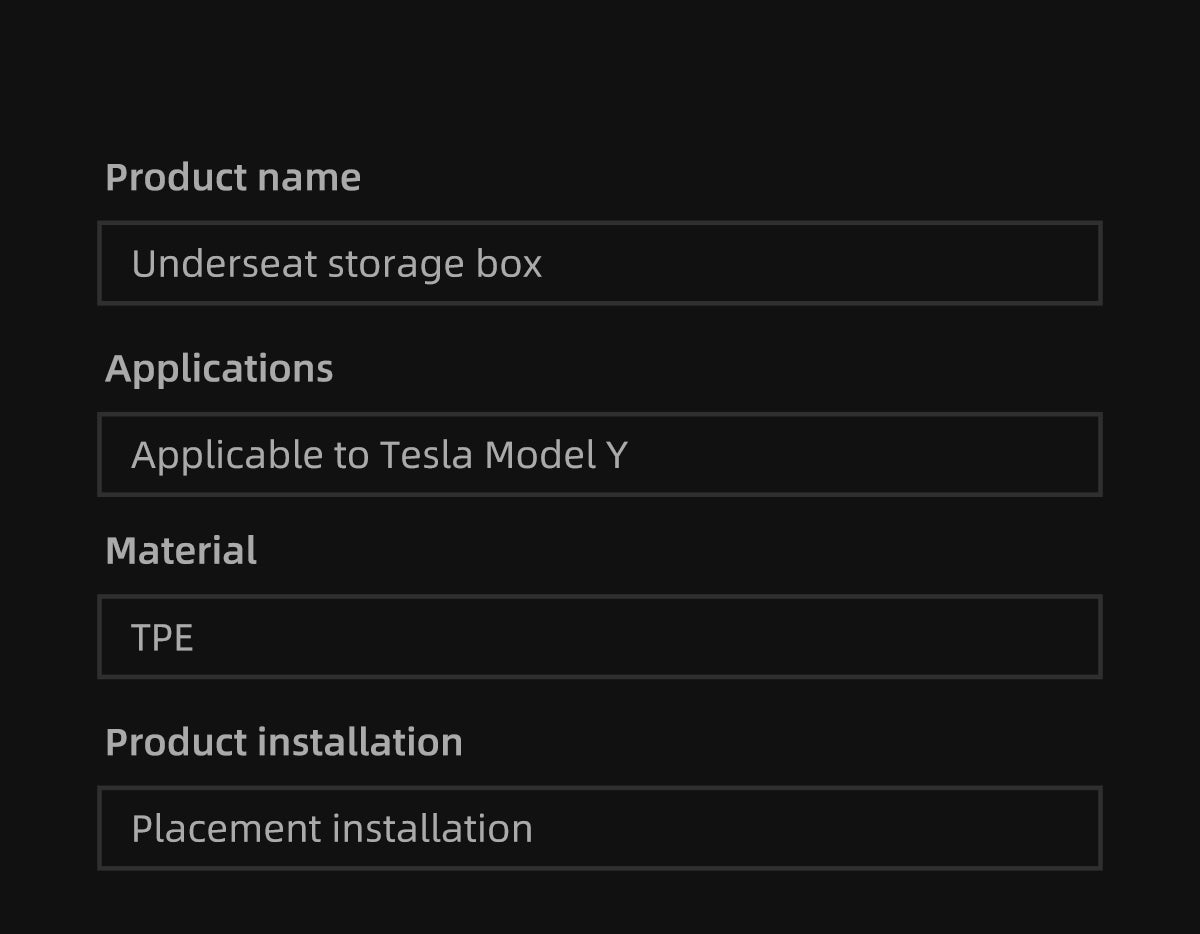 TPE Under Seat Storage Box For Tesla New Model Y