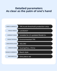 TPE Trunk Threshold Protection Strip For Tesla New Model 3+