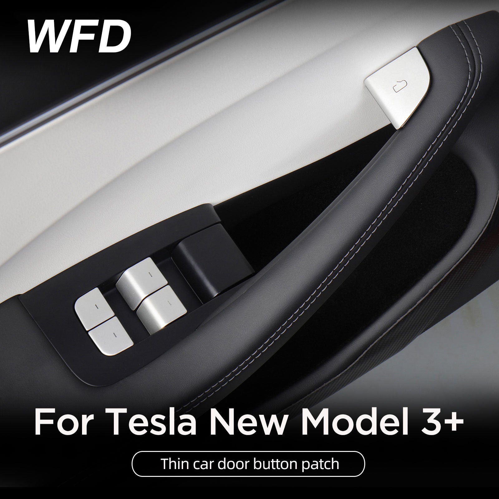 Thin car door button patch for Model 3